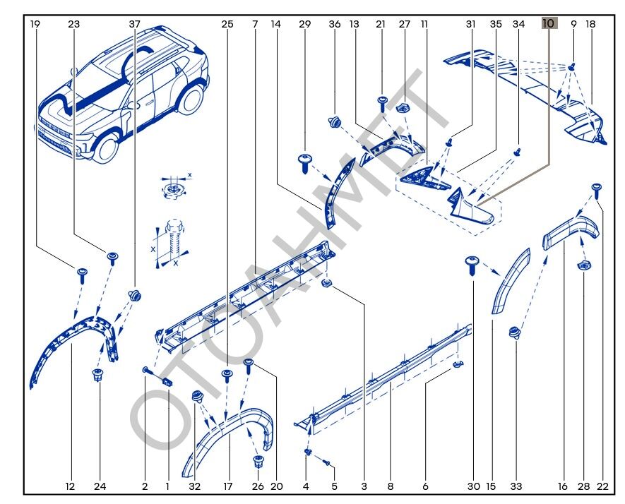 Arka Spoyler Rüzgarlık Kapak Takımı Renault Duster 8201754411