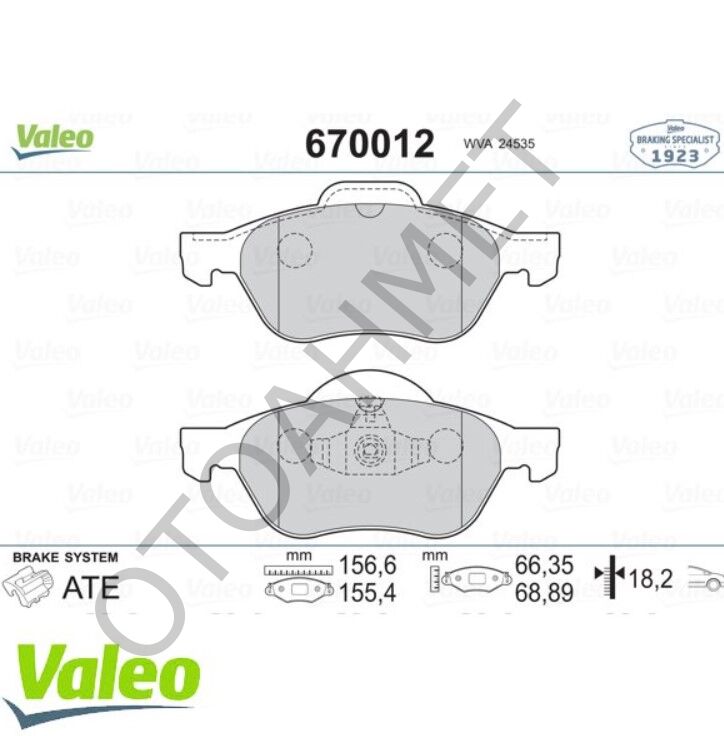 410601237R Ön Fren Balatası Valeo Megane 2