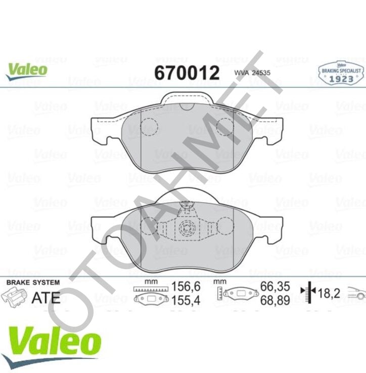 410601237R Ön Fren Balatası Valeo Megane 2