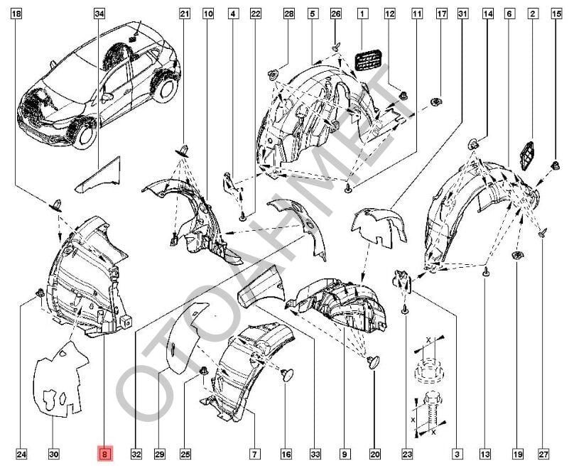 Renault Captur Ön Çamurluk Davlumbazı Sol