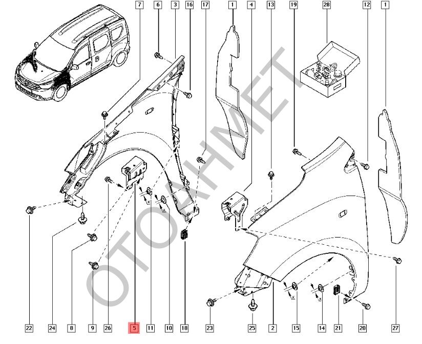 Dokker Lodgy Çamurluk Bağlantı Sacı 631409425R