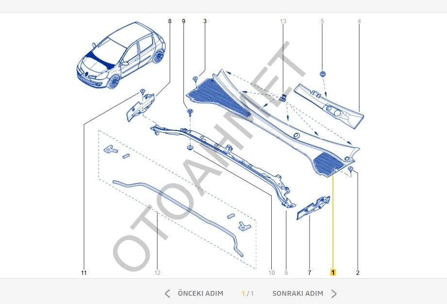 Renault Clio 3 Ön Cam Izgara Plastiği 8200290131