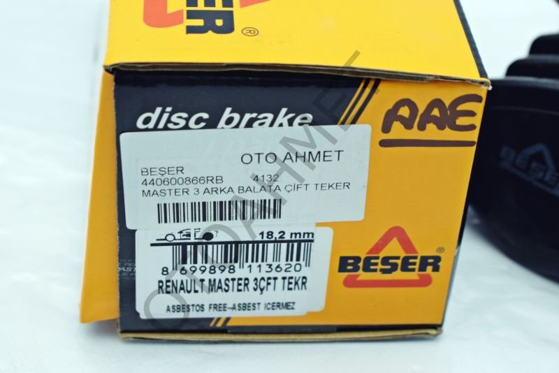Master 3 Arka Fren Balatası Çift Teker